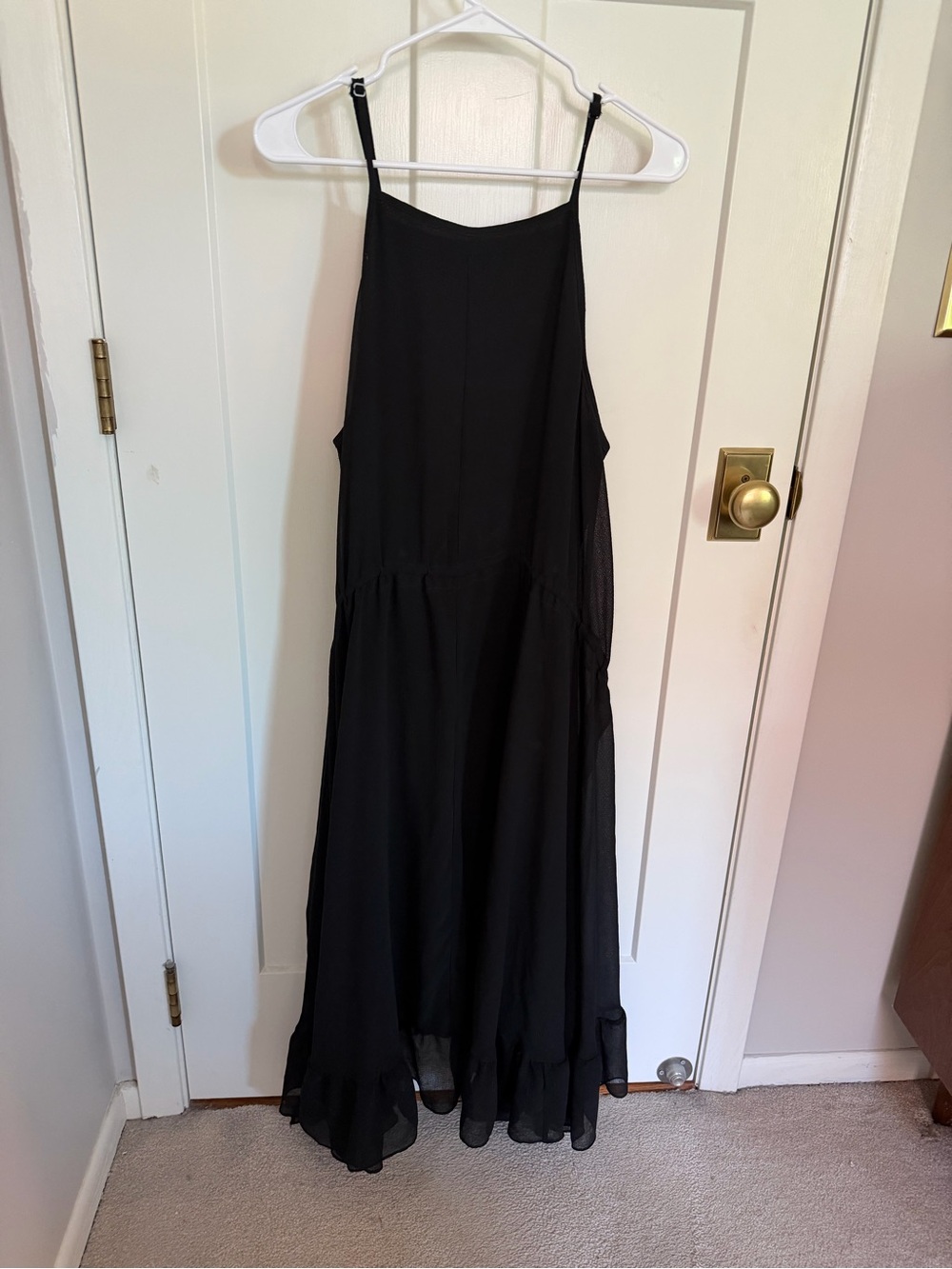 Mossimo Black Spaghetti-Strap Maxi Dress with Ruffled Hem